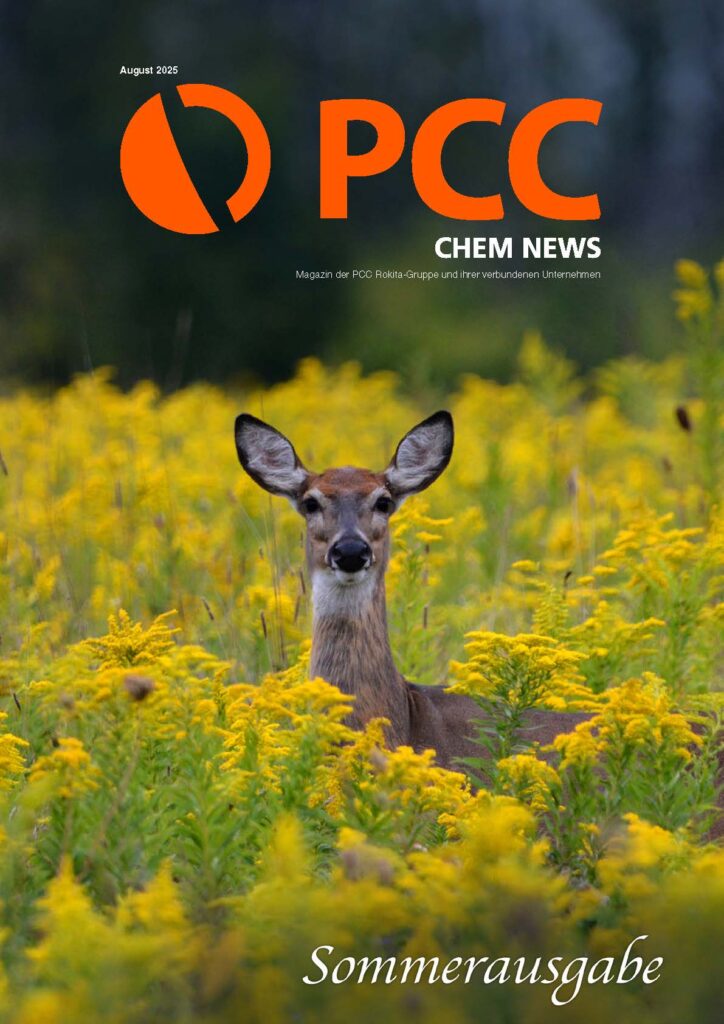 Die erste Seite PCC-CHEM NEWS, zeigt aktuelle Informationen und Ankündigungen.